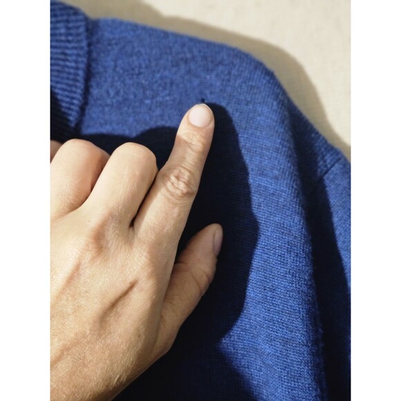 Nordstrom Merino Wool Henley Sweater 1/4 Zip  Mens XL Blue Preppy Small Flaw - Picture 3 of 10